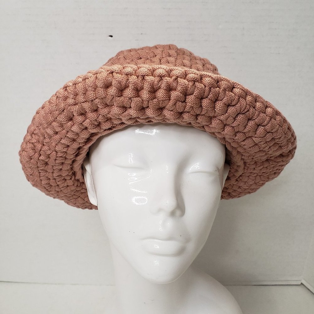 Women Mauve Crochet Handmade Beautiful Cute Thick Bucket Hat Beanie New
